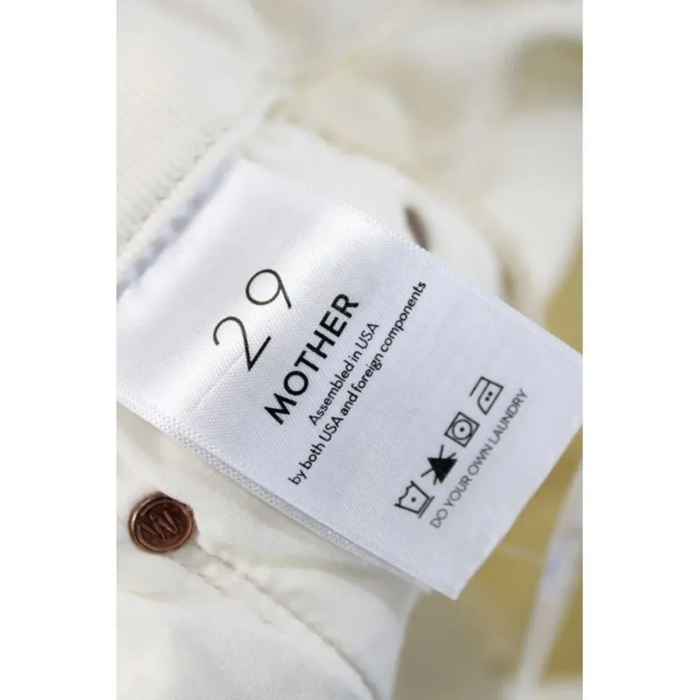 Mother Womens Skinny Jeans Ivory High Rise Button Cotton Size 29